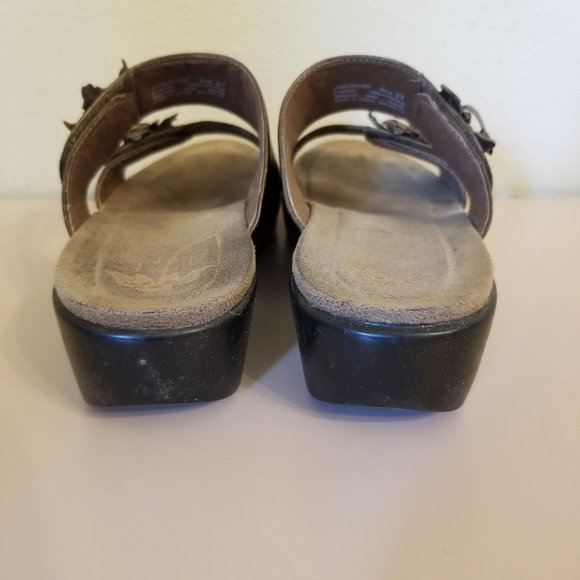 Dansko 37 Metallic Leather Bronze Sand Dollar Wedge Sandal Leather Comfort DONNA - Picture 3 of 11